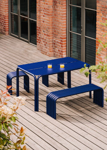 Venkovní kovový stůl Nokk modrý 130cm