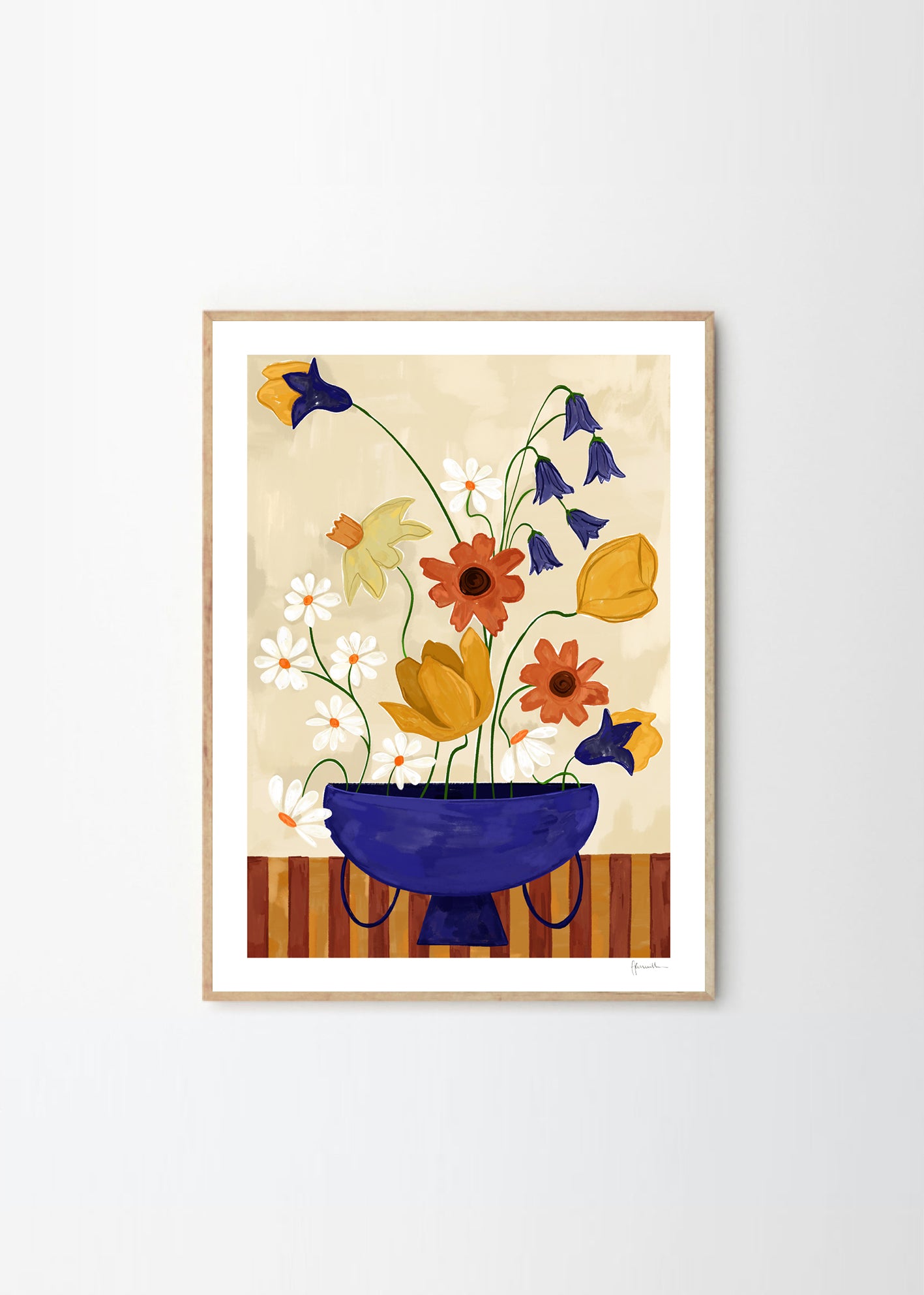 Plakát Colourful Bunch in Blue Vase by Frankie Penwill
