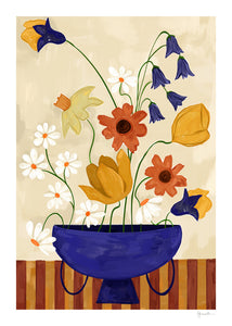 Plakát Colourful Bunch in Blue Vase by Frankie Penwill