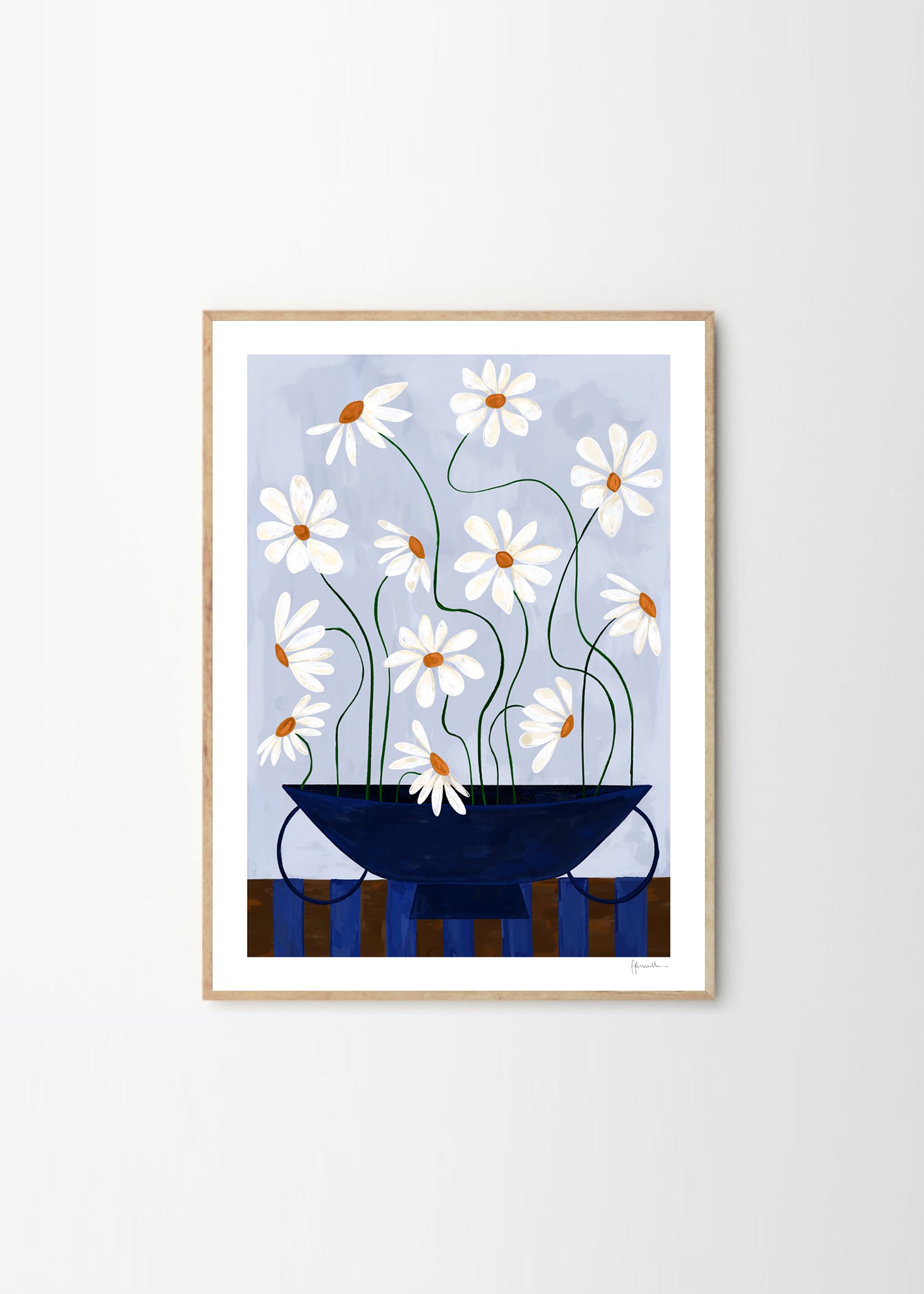 Plakát Daisies in Blue Vase by Frankie Penwill