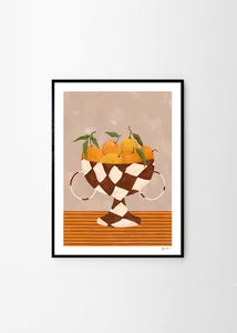 Plakát Lemons & Oranges in Checkered Vase by Frankie Penwill
