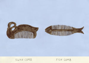 Plakát Swan and Fish Comb by Isabelle Vandeplassche