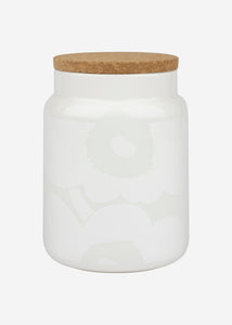 Porcelánová dóza Oiva Unikko s korkovým víčkem 1200ml bílá