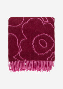 Žakarová pletená deka Piirto Unikko 130x170cm burgundy & fuchsia