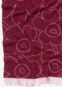 Žakarová pletená deka Piirto Unikko 130x170cm burgundy & fuchsia