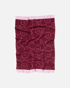 Žakarová pletená deka Piirto Unikko 130x170cm burgundy & fuchsia