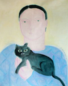 Plakát Boy Holding a Cat by Oamul