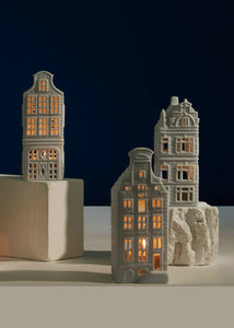 Domečky Amsterdam na čajovou svíčku porcelánové sada 3ks