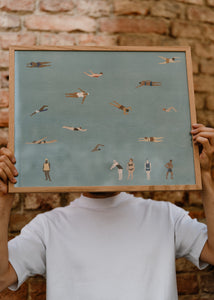 Plakát Swimmers včetně dubového rámu 40x50cm