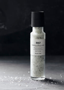 Sůl s parmazánem a bazalkou s keramickým mlýnkem