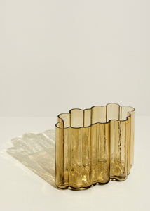 Organická skleněná váza Umber žlutá