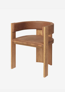 Dubová židle Collector s polstrováním hnědá kůže