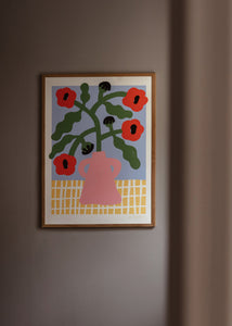 Plakát Red Poppies in Pink Vase by Madelen Möllard