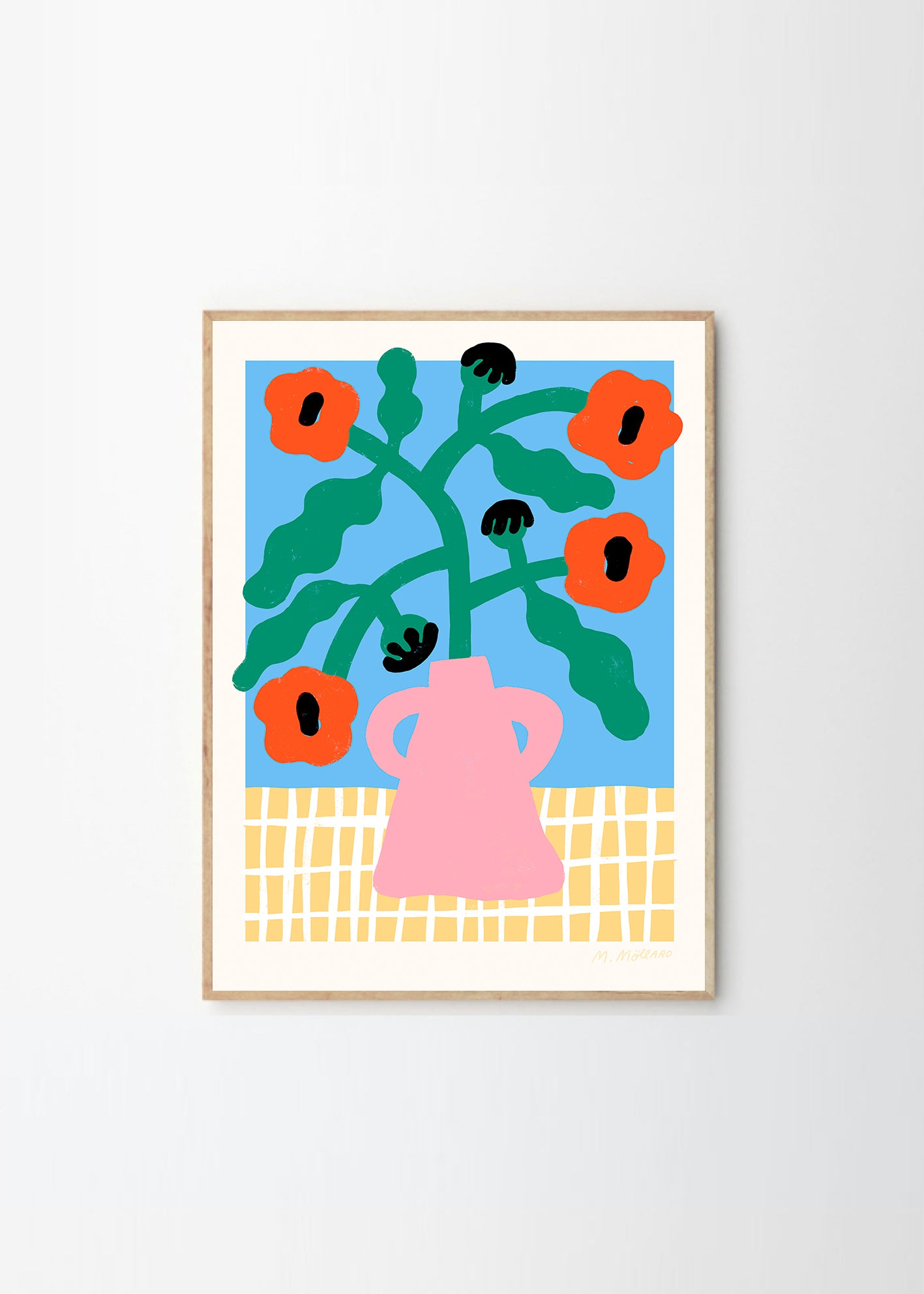 Plakát Red Poppies in Pink Vase by Madelen Möllard