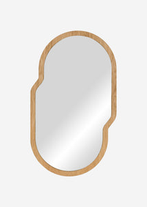 Oválné zrcadlo Tafla s dubovým rámem